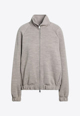 Max Mara Frine Wool-Blend Zip-Up Sweatshirt Beige FRINEWO/R_MAXM-003