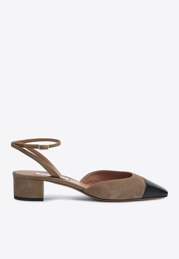 Aquazzura French Flirt 35 Suede Pumps Brown FRLMIDP0SAA/Q_AQUA-APK