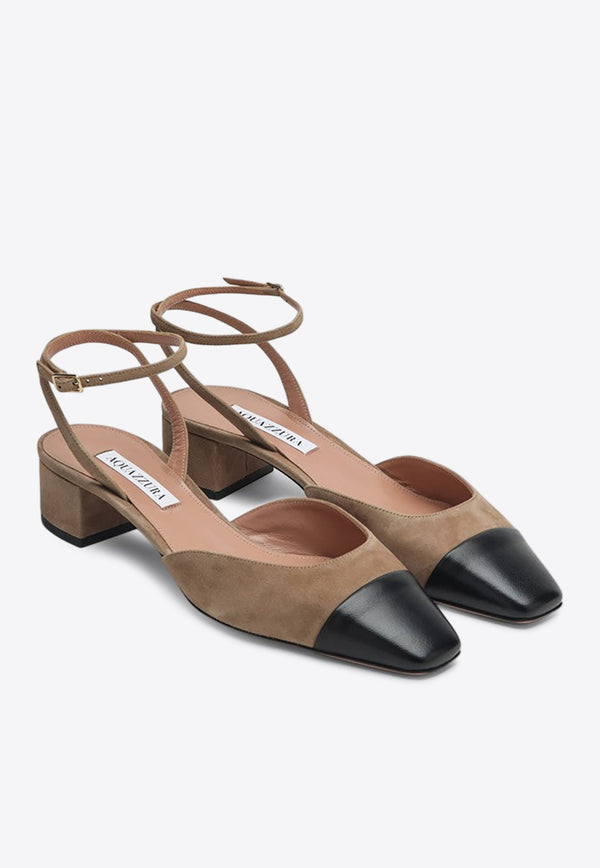Aquazzura French Flirt 35 Suede Pumps Brown FRLMIDP0SAA/Q_AQUA-APK