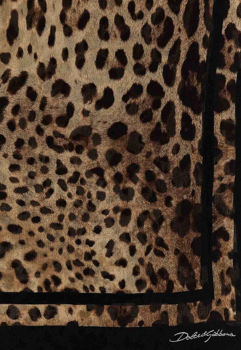 Dolce & Gabbana Leopard Print Silk Scarf FS182A GDCF7 HN13M Multicolor