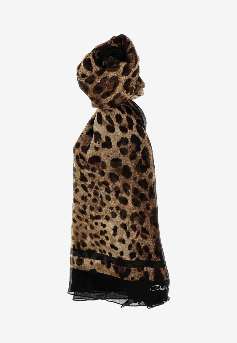 Dolce & Gabbana Leopard Print Silk Scarf FS182A GDCF7 HN13M Multicolor