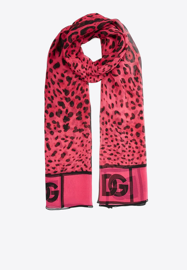 Dolce & Gabbana Leopard Print Silk Scarf Pink FS182A G0TD1 HE13N