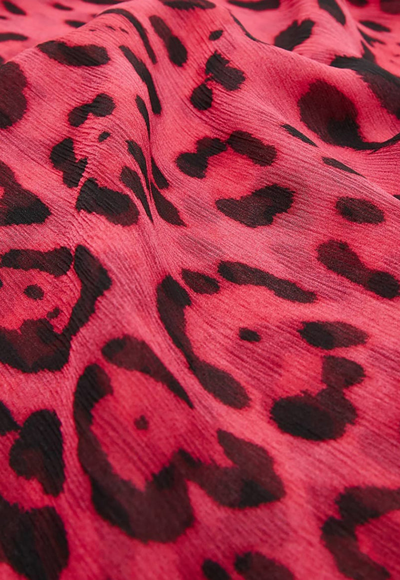 Dolce & Gabbana Leopard Print Silk Scarf Pink FS182A G0TD1 HE13N
