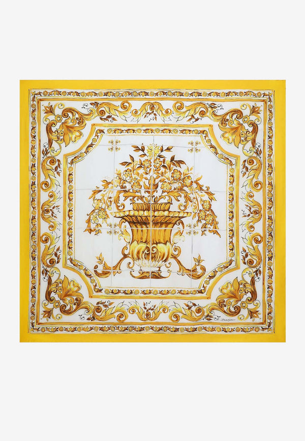 Dolce & Gabbana Majolica Print Large Silk Scarf FS209A GDAO3 HG3OA Yellow