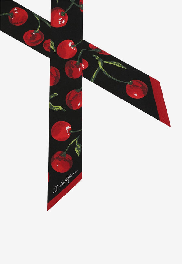 Dolce & Gabbana Cherry Print Silk Headscarf FS215A GDBI1 HN4IY Multicolor