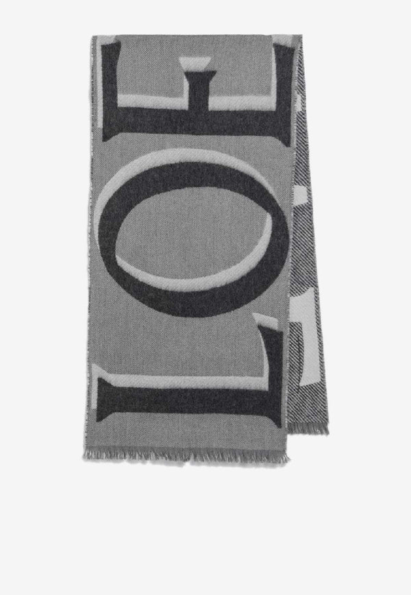 Loewe Maxi Logo Wool-Blend Scarf Gray FSA4SS1W13WO/S_LOEW-1226