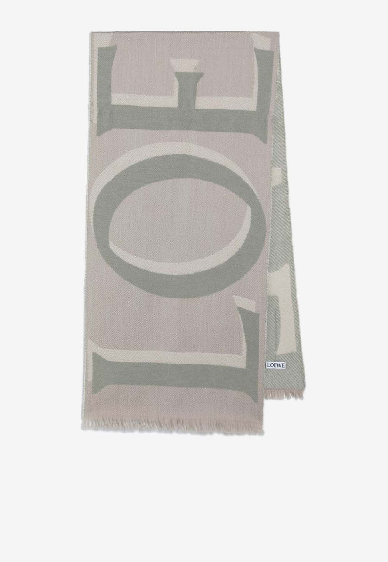 Loewe Maxi Logo Wool-Blend Scarf Beige FSA4SS1W13WO/S_LOEW-2273
