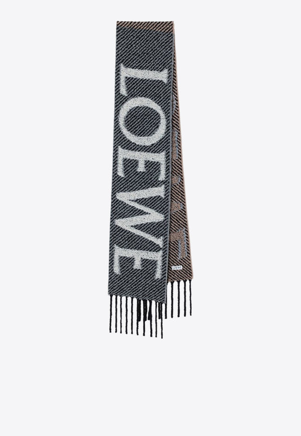 Loewe Intarsia Knit Logo Ribbed Scarf Blue FSA7SS3X01UWO/R_LOEW-5149