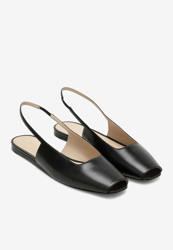 Le Monde Béryl Slingback Flats in Smooth Leather Black FSBLEA/O_LEMOB-BLA