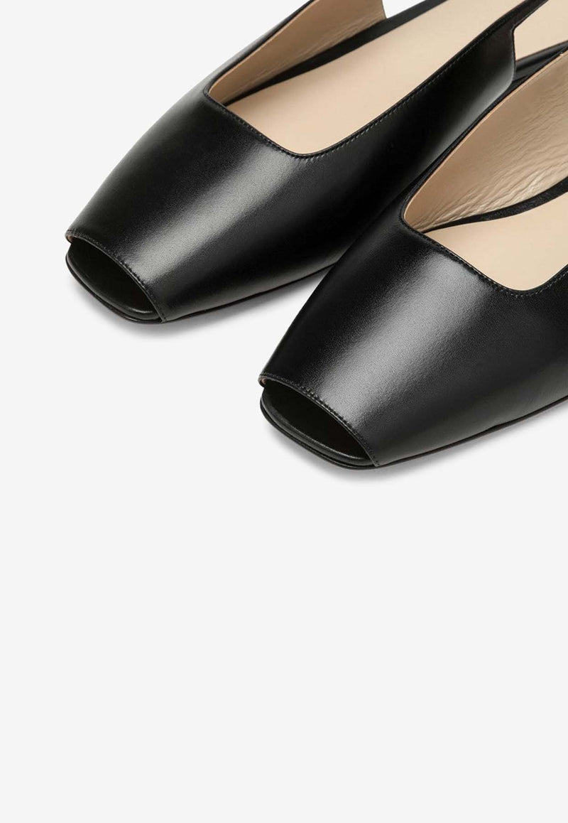 Le Monde Béryl Slingback Flats in Smooth Leather Black FSBLEA/O_LEMOB-BLA