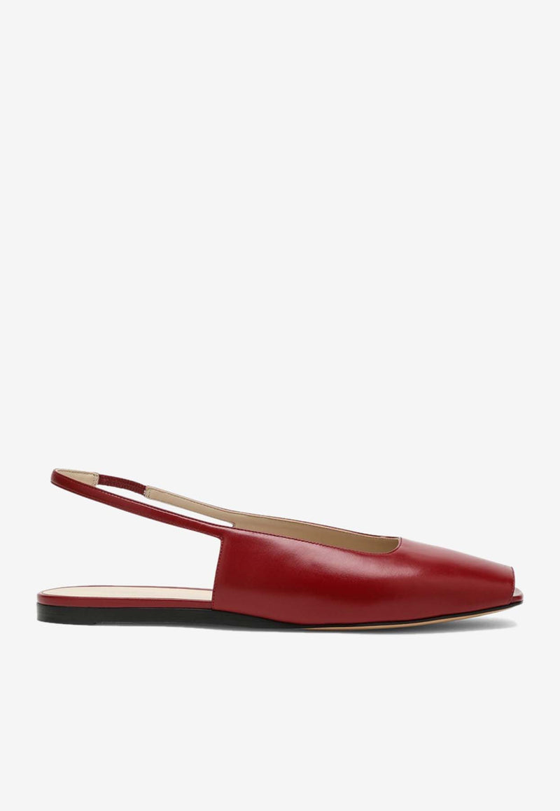 Le Monde Béryl Slingback Flats in Smooth Leather Red FSBLEA/O_LEMOB-RED