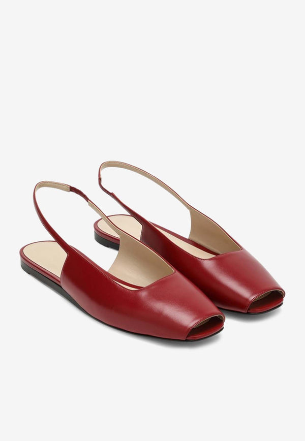 Le Monde Béryl Slingback Flats in Smooth Leather Red FSBLEA/O_LEMOB-RED