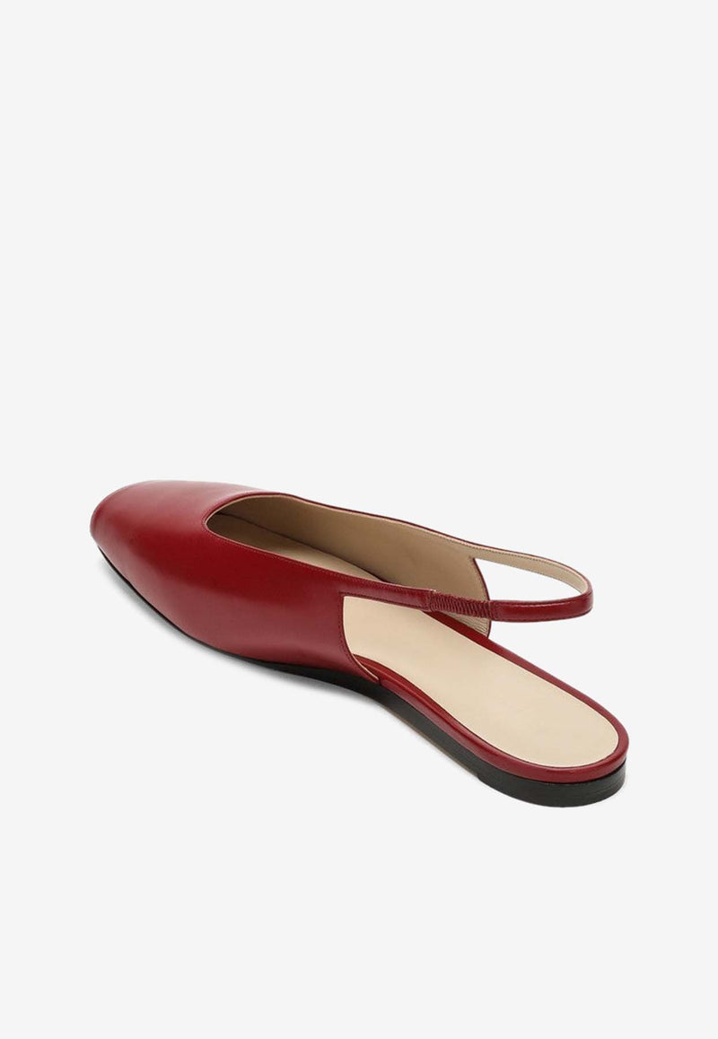 Le Monde Béryl Slingback Flats in Smooth Leather Red FSBLEA/O_LEMOB-RED