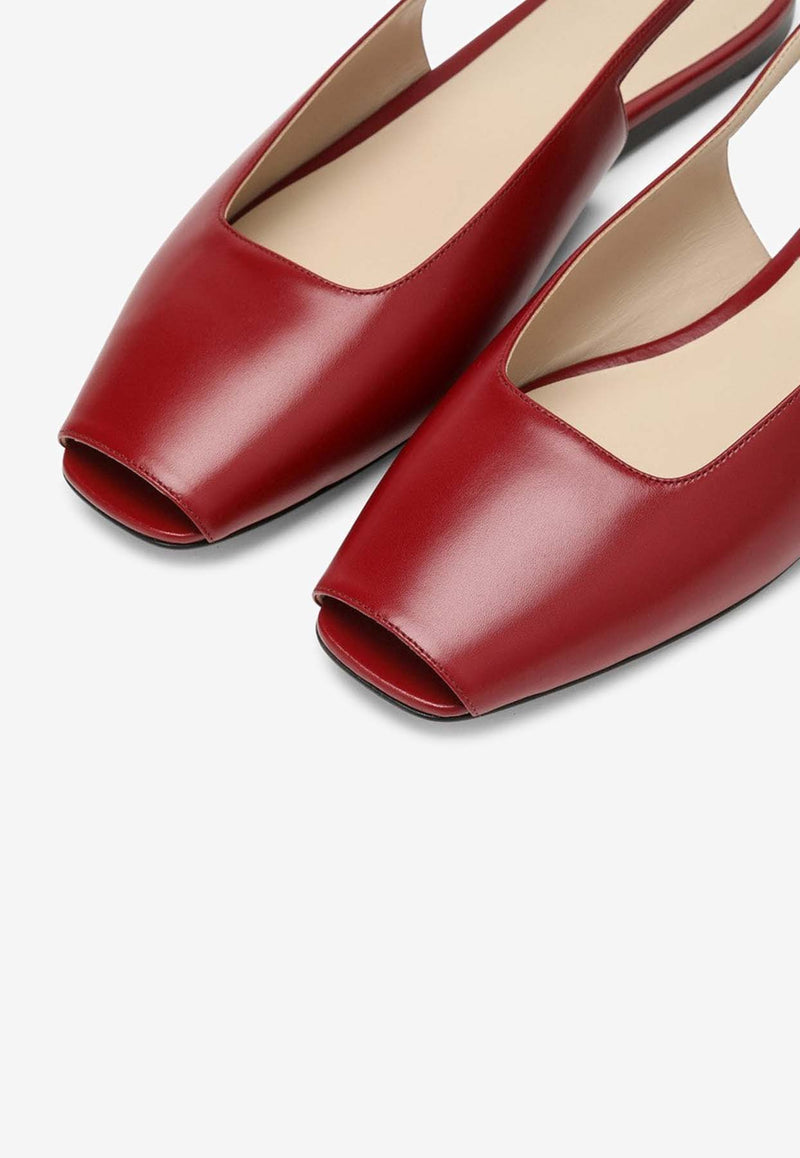 Le Monde Béryl Slingback Flats in Smooth Leather Red FSBLEA/O_LEMOB-RED