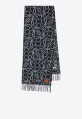Loewe Anagram Alpaca Blend Fringed Scarf Black FSF4SS1W02WO/S_LOEW-1114