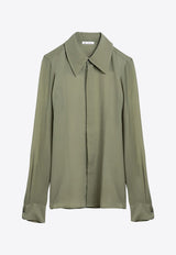 AMI PARIS Long-Sleeved Silk Shirt  Green FSH506SE0008/O_AMI-351