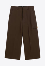 AMI PARIS Military Wool Cropped Pants Brown FSO423.WV0051DARK BROWN