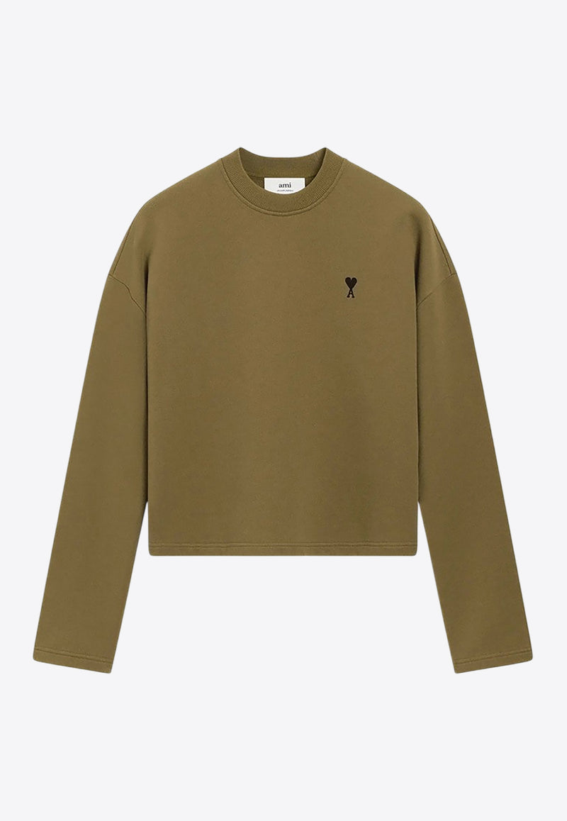 AMI PARIS Ami De Coeur Crewneck Sweatshirt Khaki FSW766730/R_AMI-298