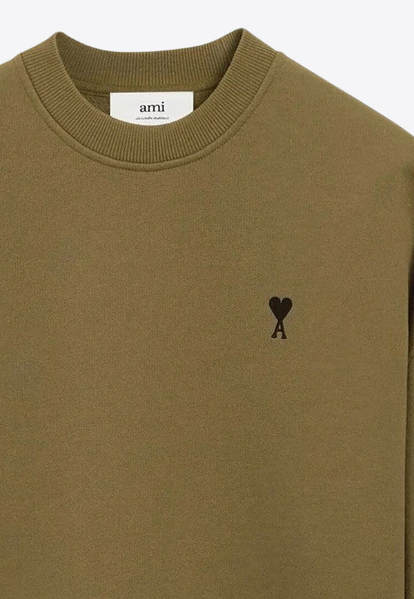 AMI PARIS Ami De Coeur Crewneck Sweatshirt Khaki FSW766730/R_AMI-298
