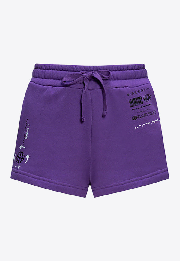 Dolce & Gabbana Printed Track Shorts Purple FT003T G7K6Y F0392