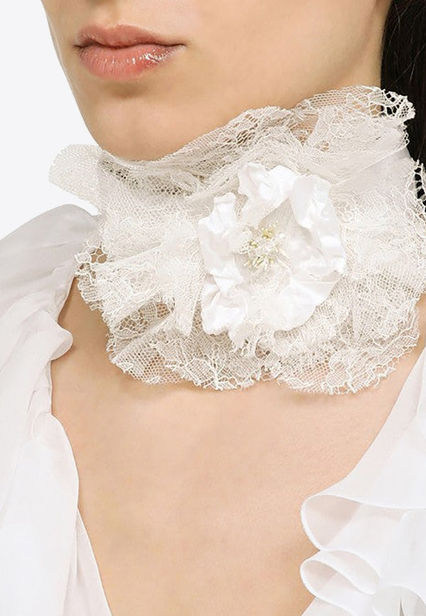 Dolce & Gabbana Lace-Trimmed Flower Choker FT088RGDCH1/O_DOLCE-W0001