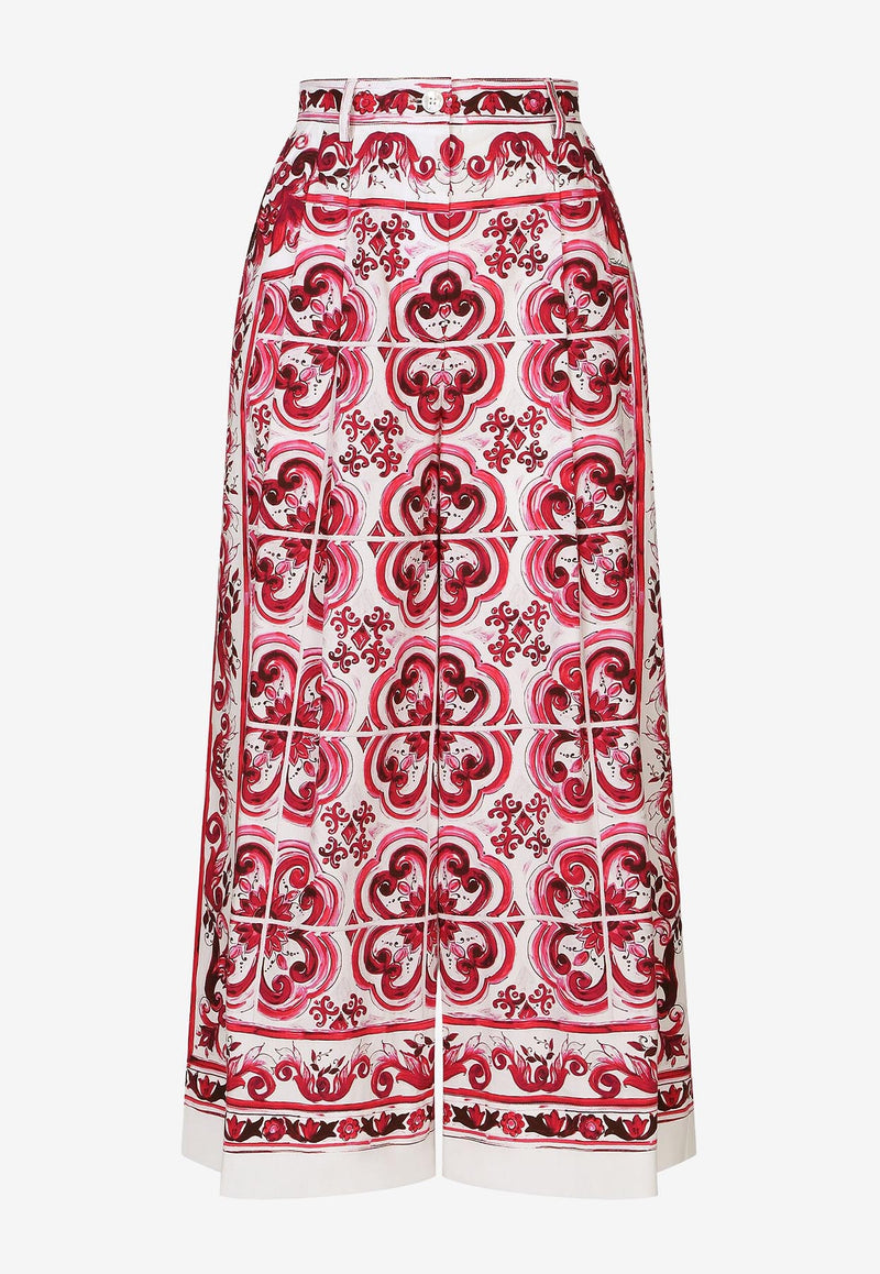 Dolce & Gabbana Majolica Print Poplin Culottes FTA5NT HH5AT HE3TN Pink
