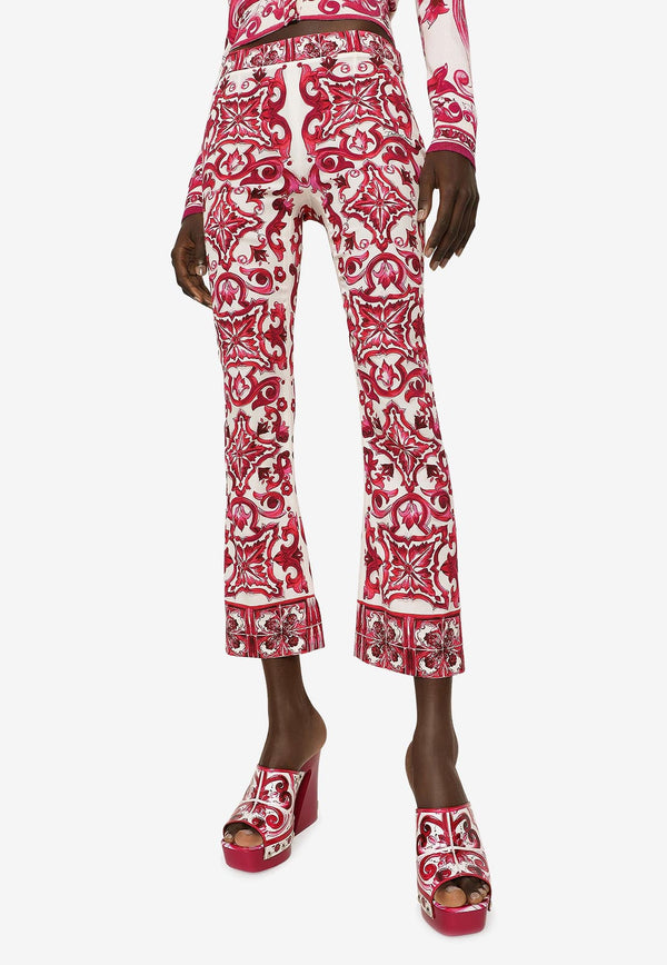Dolce & Gabbana Majolica Print Cropped Pants FTAG7T HPABP HE3TN Pink