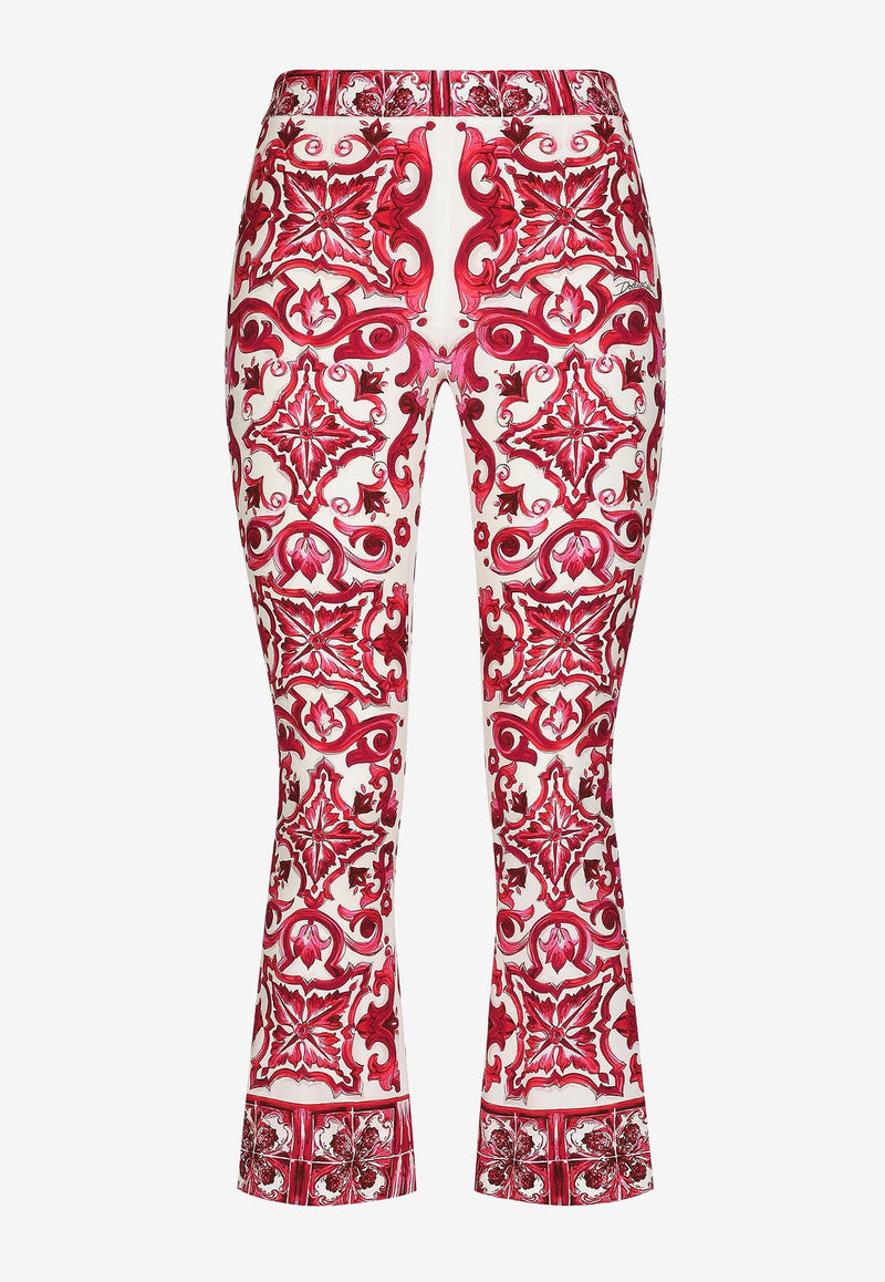 Dolce & Gabbana Majolica Print Cropped Pants FTAG7T HPABP HE3TN Pink
