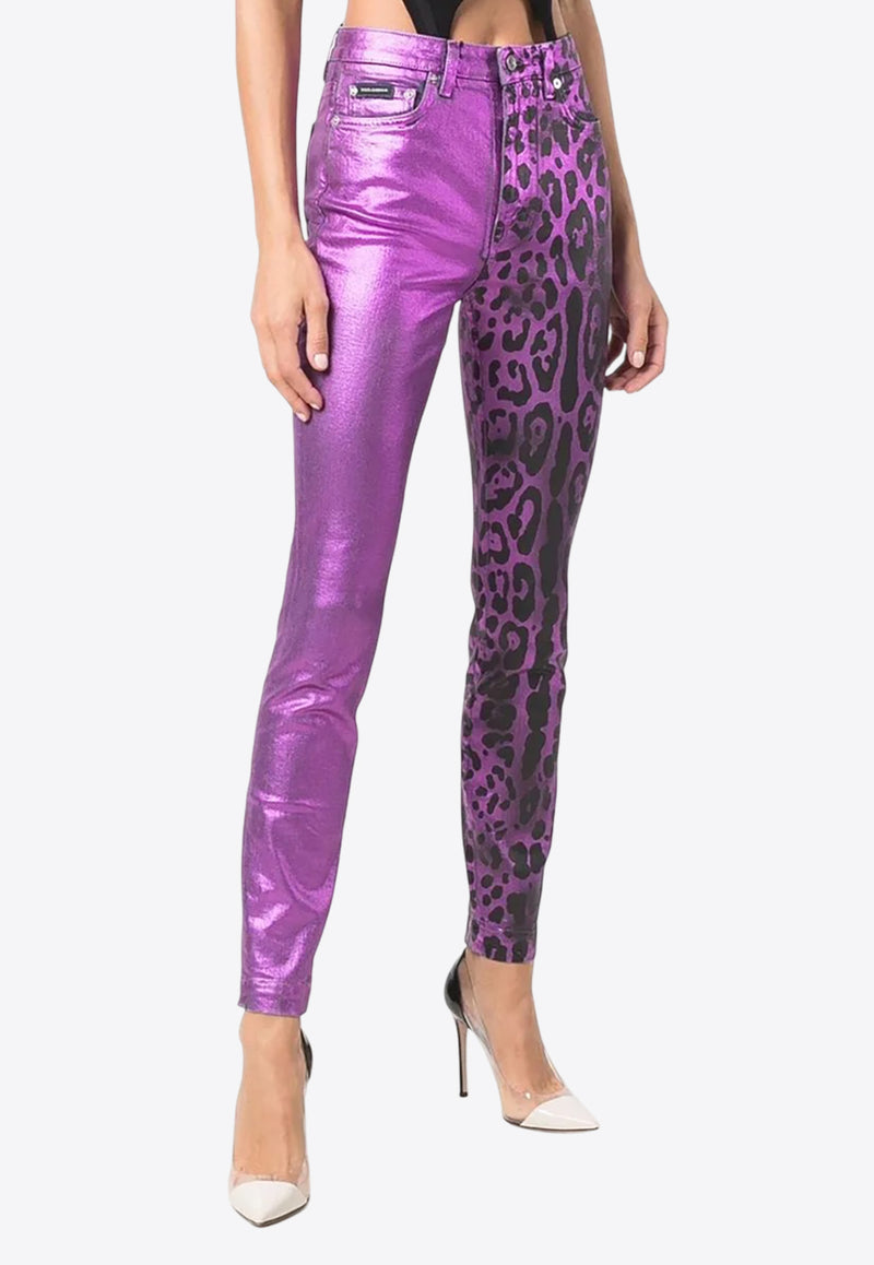 Dolce & Gabbana Leopard Print Skinny Pants Purple FTAH6D G903L S9001