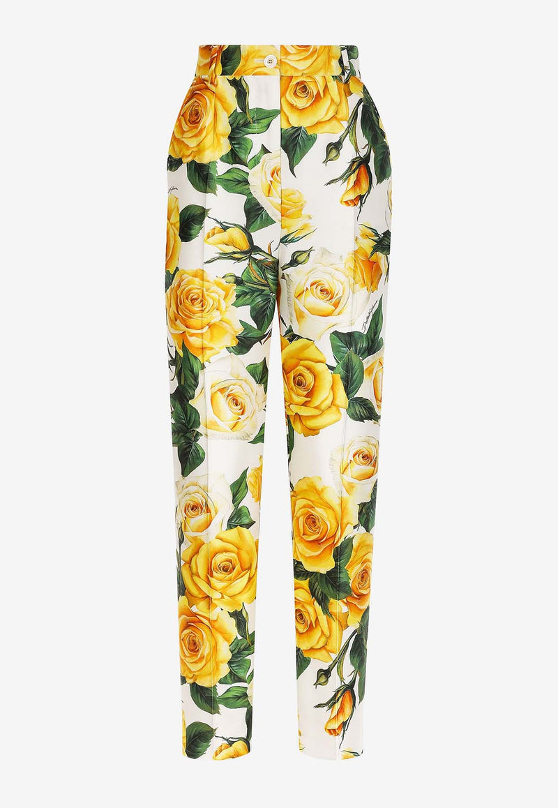 Dolce & Gabbana High-Waist Rose Print Pants FTAM2T IS1P4 HA3VO Multicolor
