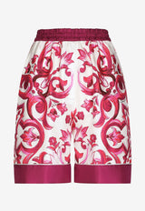 Dolce & Gabbana Majolica Print High-Waist Silk Twill Shorts FTAM7T HI1BG HE3TN Pink
