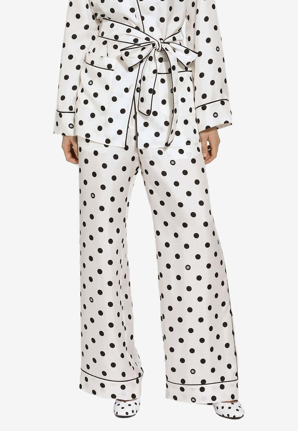 Dolce & Gabbana Polka Dot Print Silk Pajama Pants FTAMPT IS1VI HWZRN White