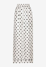 Dolce & Gabbana Polka Dot Print Silk Pajama Pants FTAMPT IS1VI HWZRN White