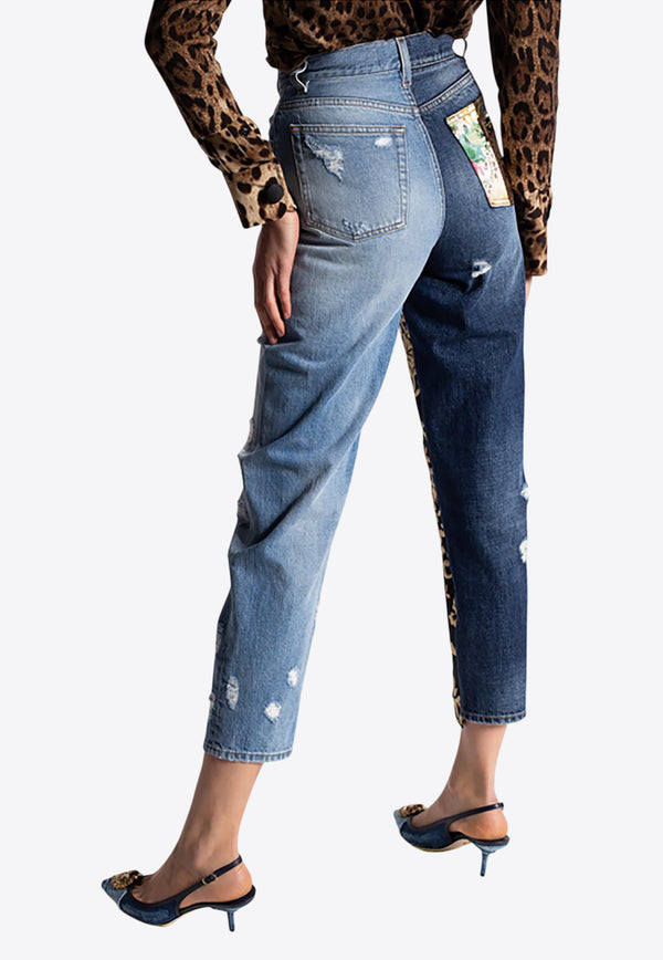 Dolce & Gabbana Jacquard Straight-Leg Paneled Jeans Blue FTB2ND G900L S9000