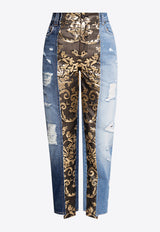 Dolce & Gabbana Jacquard Straight-Leg Paneled Jeans Blue FTB2ND G900L S9000