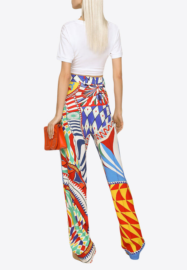 Dolce & Gabbana Carretto-Print Flared Pants Multicolor FTB2YT HPADZ HH4KX