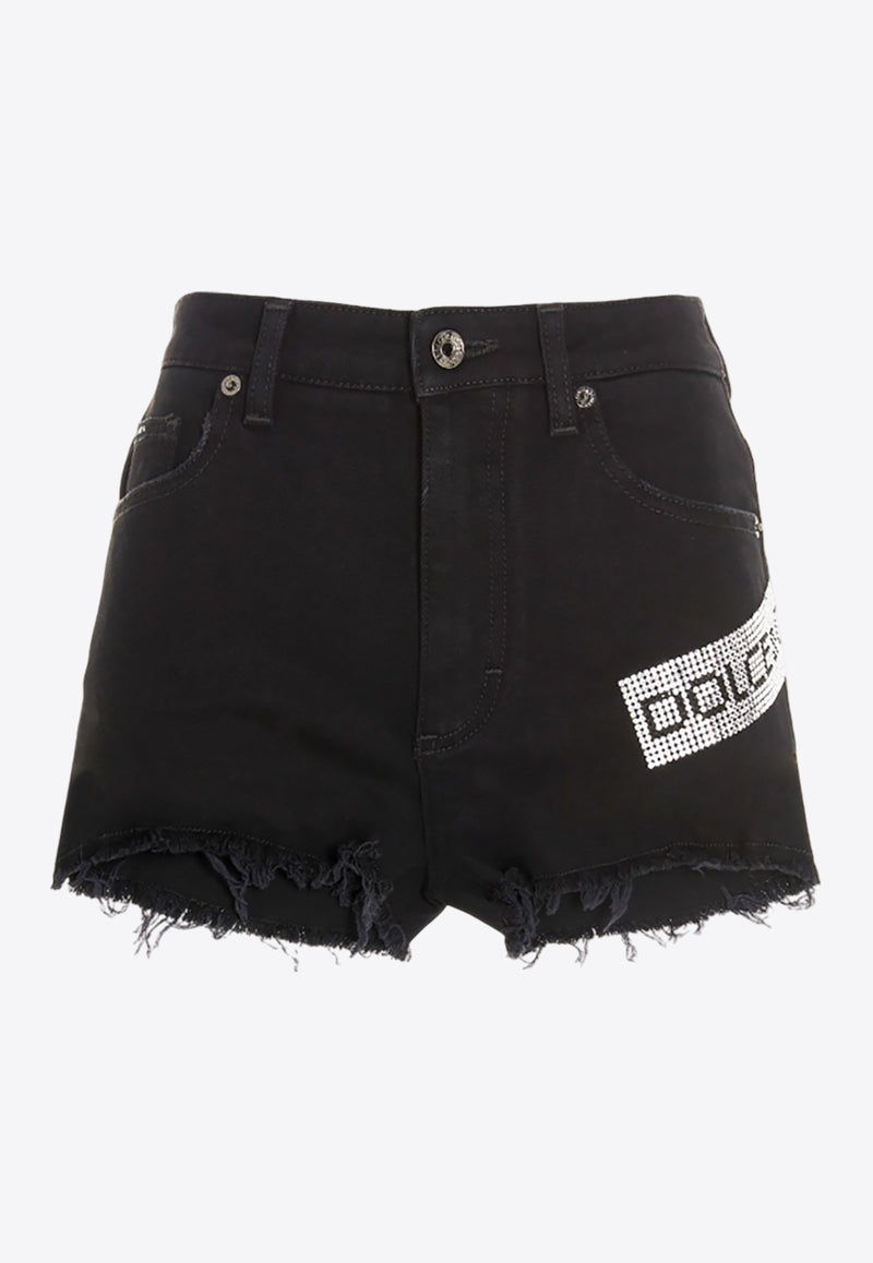 Dolce & Gabbana Stud Embellished Mini Shorts Black FTB47Z G900X S9001