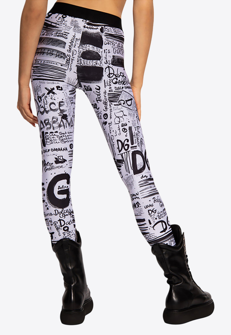 Dolce & Gabbana All-Over Print Leggings White FTB5TT FSGXK HASAN
