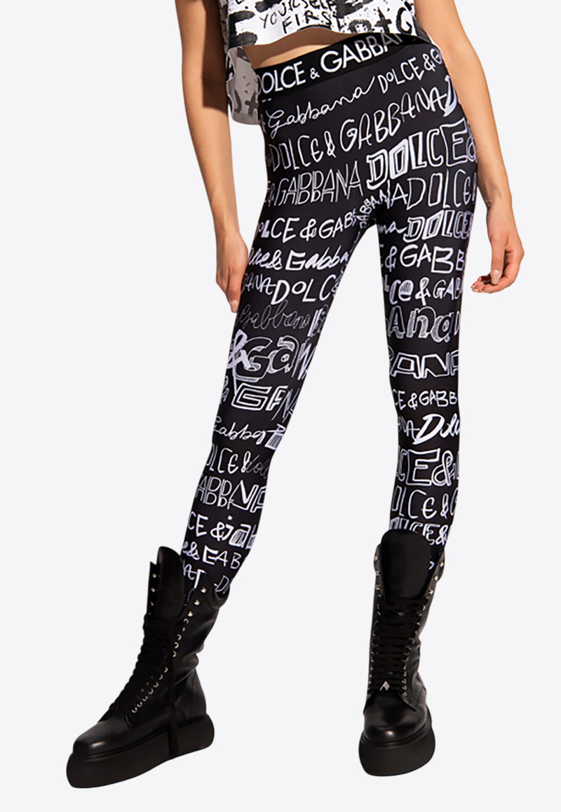 Dolce & Gabbana All-Over Print Leggings Black FTB5TT FSGXL HNSFW