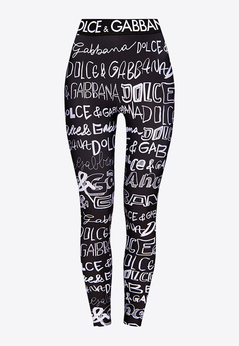 Dolce & Gabbana All-Over Print Leggings Black FTB5TT FSGXL HNSFW
