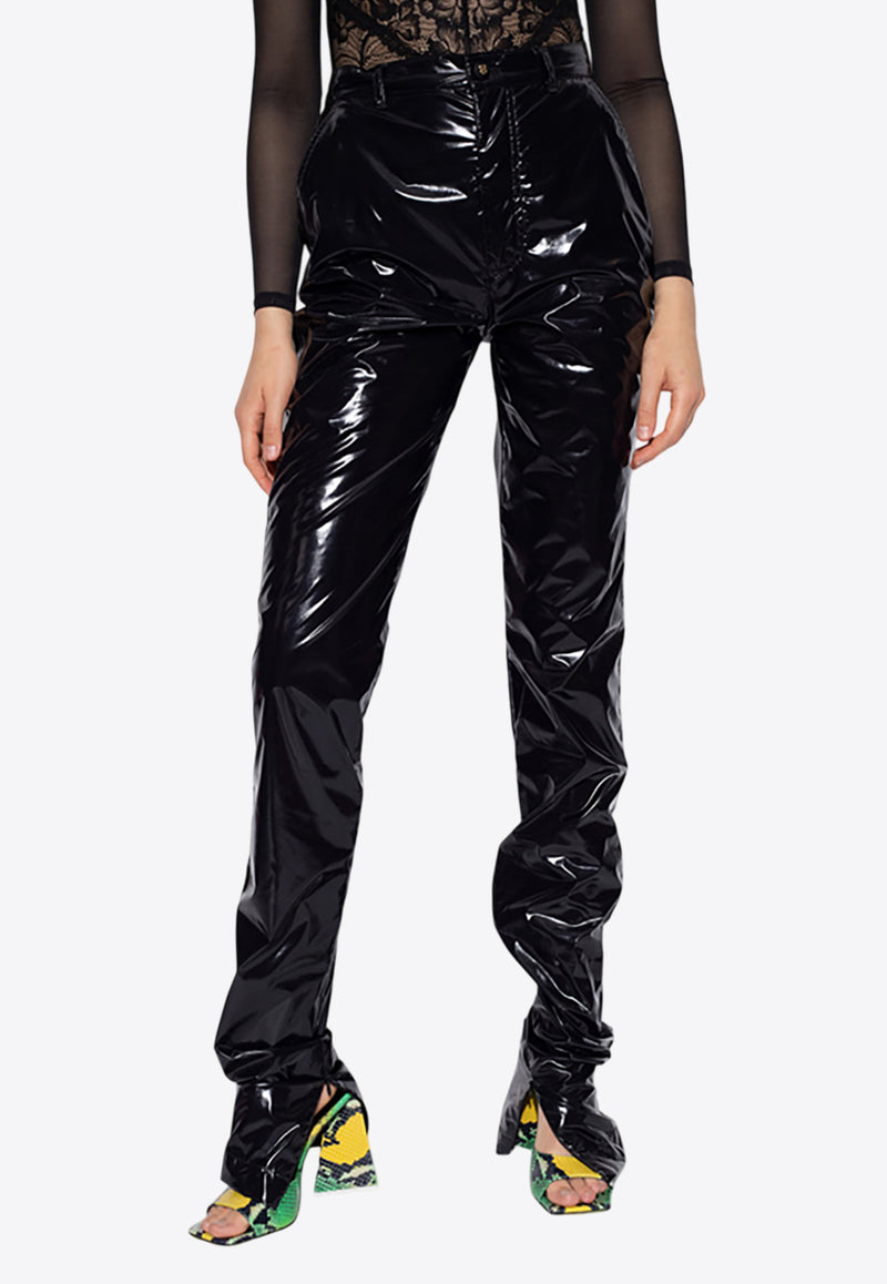 Dolce & Gabbana Draped Straight-Leg Vinyl Pants Black FTB9DT HUMFB N0000