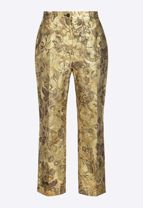 Dolce & Gabbana Floral Brocade Straight Pants Gold FTBDAT FJM2R S0997