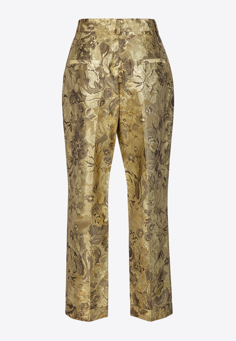 Dolce & Gabbana Floral Brocade Straight Pants Gold FTBDAT FJM2R S0997