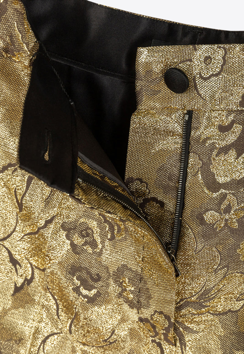 Dolce & Gabbana Floral Brocade Straight Pants Gold FTBDAT FJM2R S0997