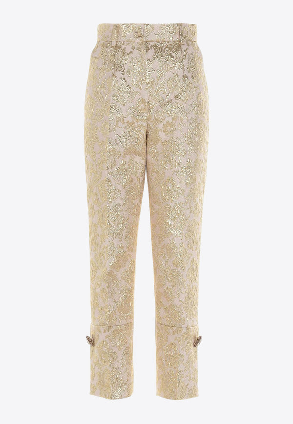 Dolce & Gabbana Floral Lame Pants Gold FTBT6Z HJMLB S8352