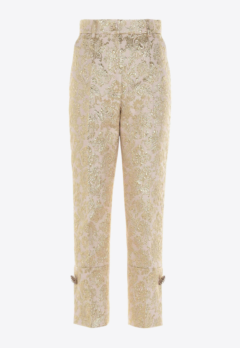Dolce & Gabbana Floral Lame Pants Gold FTBT6Z HJMLB S8352
