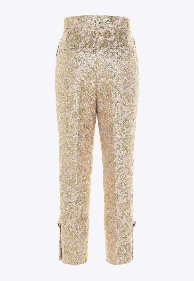 Dolce & Gabbana Floral Lame Pants Gold FTBT6Z HJMLB S8352