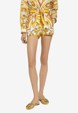 Dolce & Gabbana Majolica Print Poplin Shorts FTBVIT FI5JV H55DQ Yellow