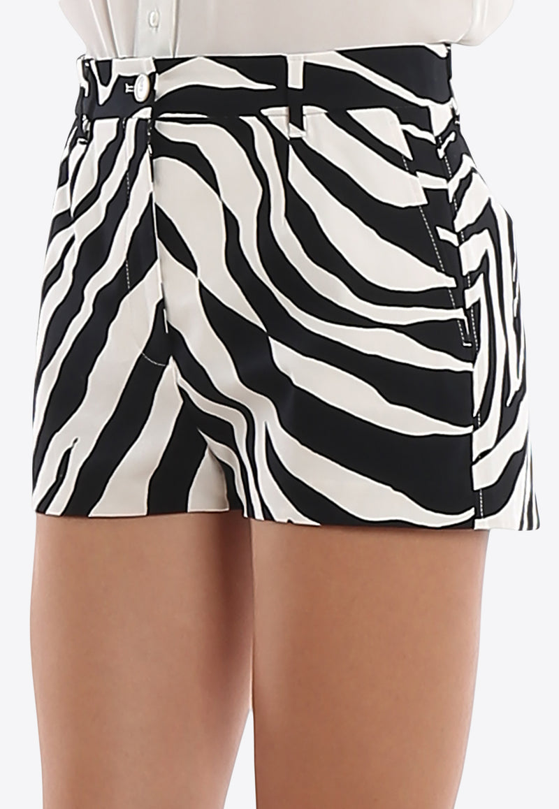 Dolce & Gabbana Zebra Print Mini Shorts Monochrome FTBVJT FSFJ2 HWAGN