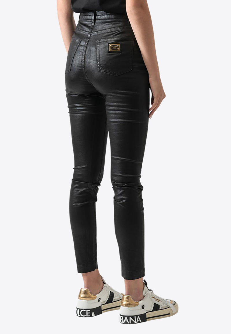 Dolce & Gabbana Slim Jeans with Back Logo-Plaque Black FTBXHD G900T N0000